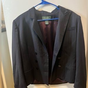 Lauren Ralph Lauren 100% Worsted Wool Black Pinstripe Blazer Womens Size 16